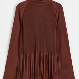 H & M | Pleated Long Sleeve Top | Chocolate Brown | Sz M
